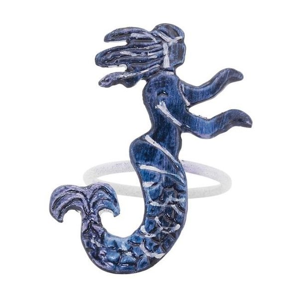 Saro Lifestyle SARO NR134.NB Napkin Rings with Mermaid Design - Set of 4 NR134.NB